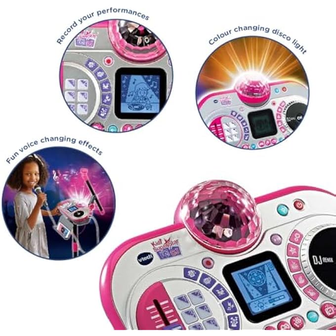 vtech KIDI SUPER STAR DJ, KIDS MICROPHONE TOY WITH SONGS AND SOUND EFFECTS, MICROPHONE AND ADJUSTABLE STAND,6 YEARS +,PINK,9.8 X 27.6 X 17.5CM - Image 2